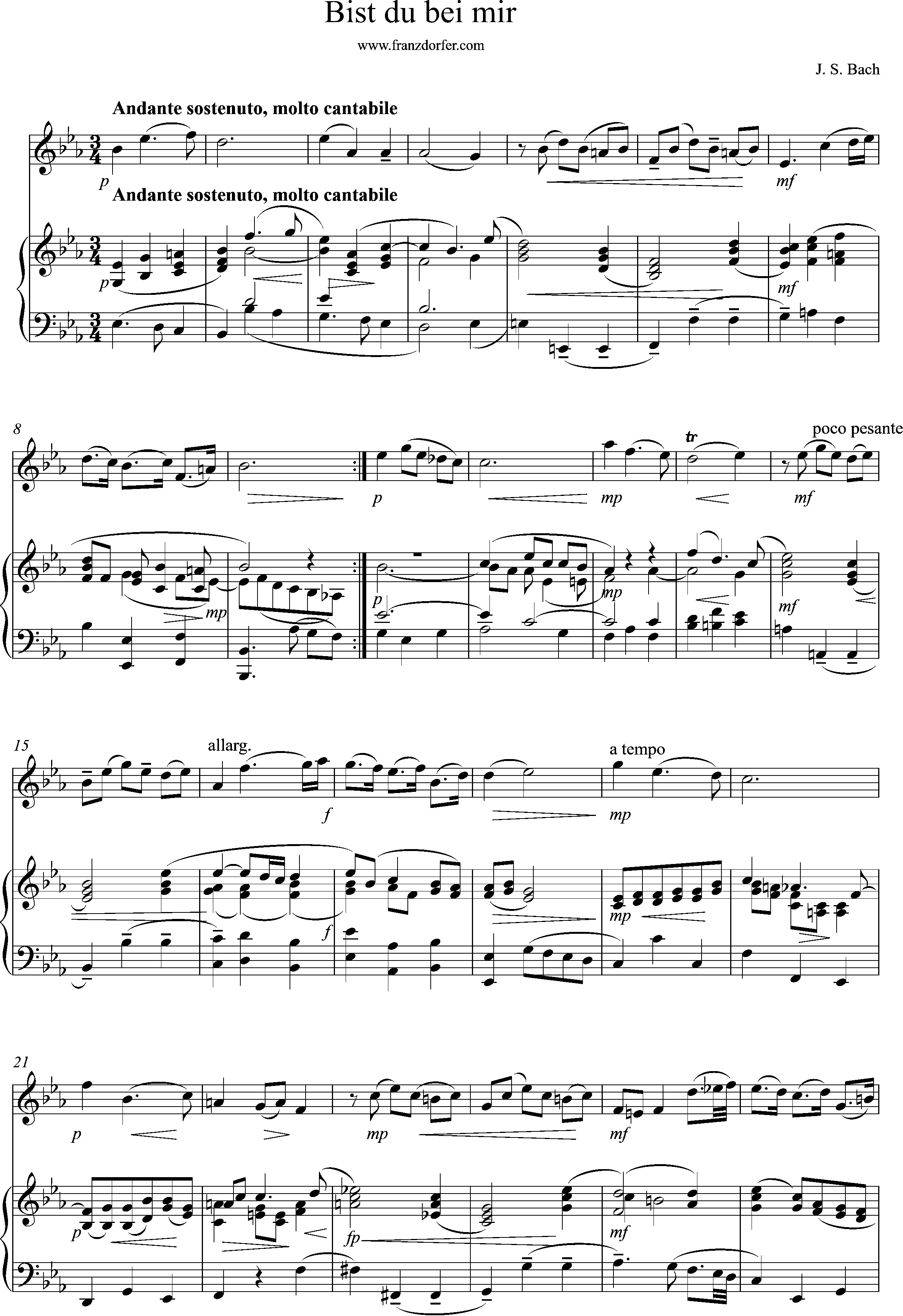 Klaviernoten, Bist du bei mir, BWV508